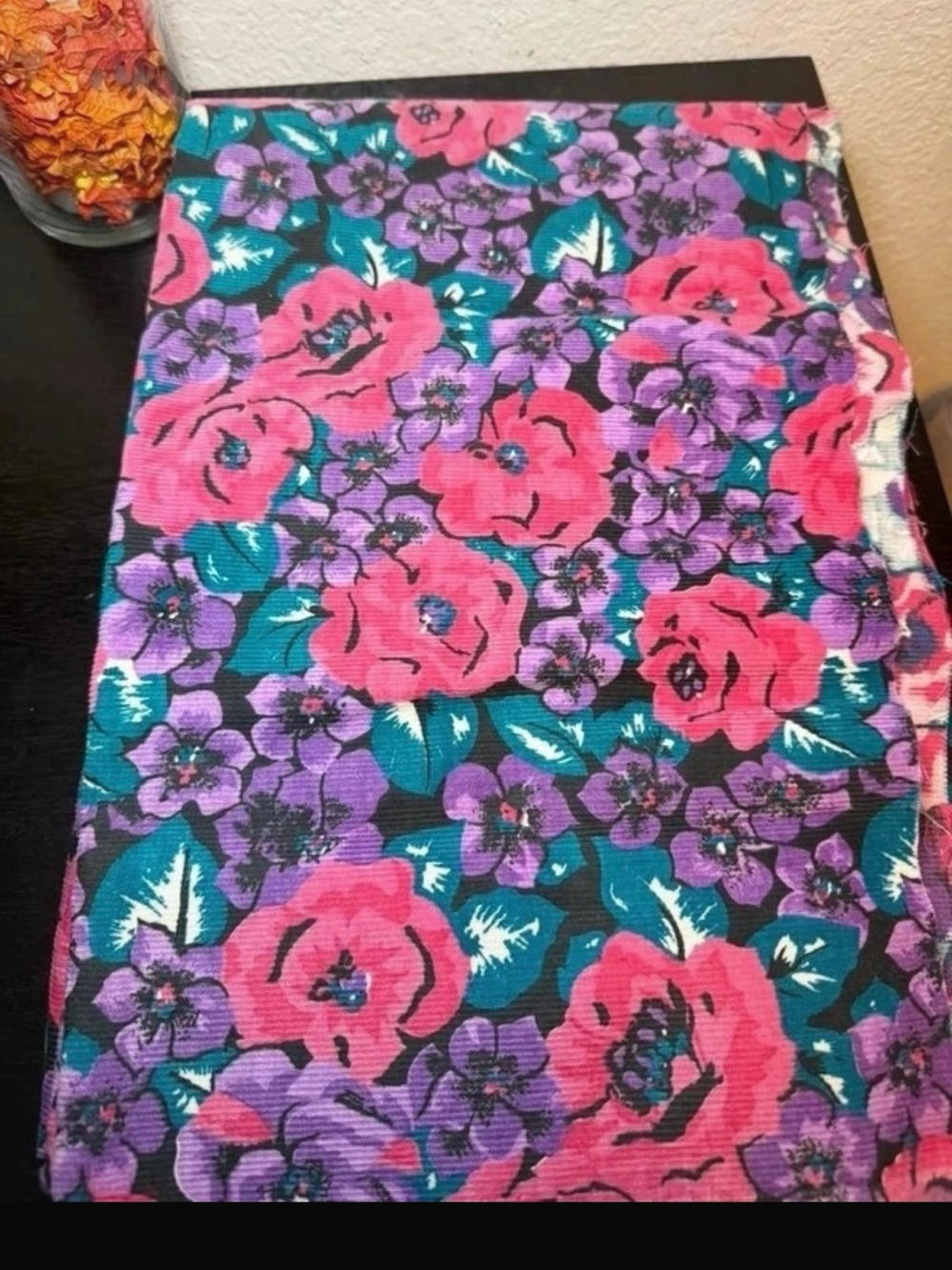 Beautiful floral corduroy fabric lot
